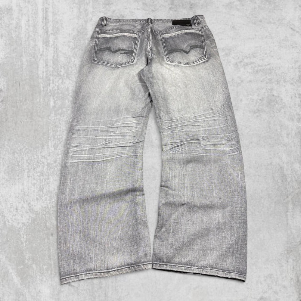 Ecko Unltd Mens Relaxed Fit Baggy Jeans Grey Faded Denim W38 Streetwear Y2K